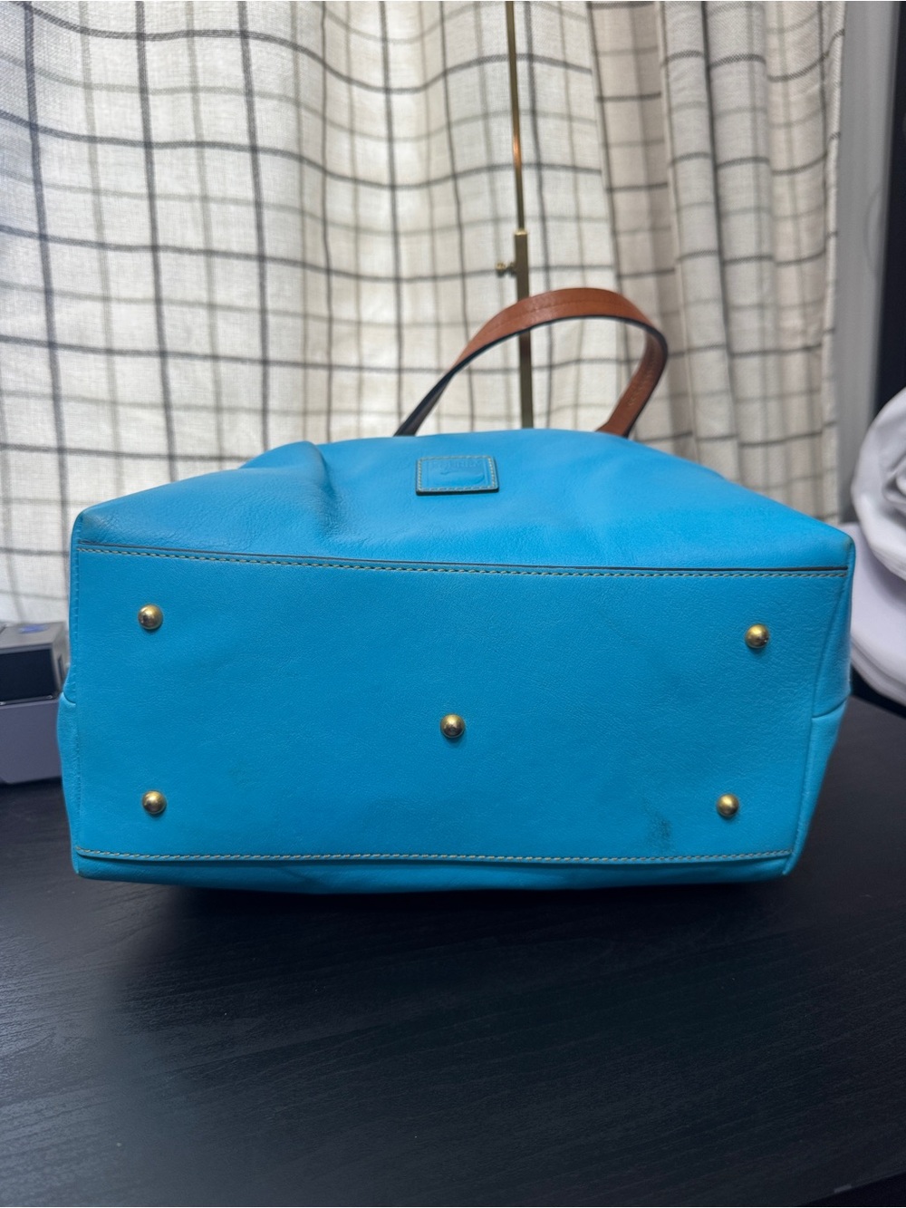 Dooney Florentine Leather Large Barlow Satchel Sky Blue - Picture 5 of 10
